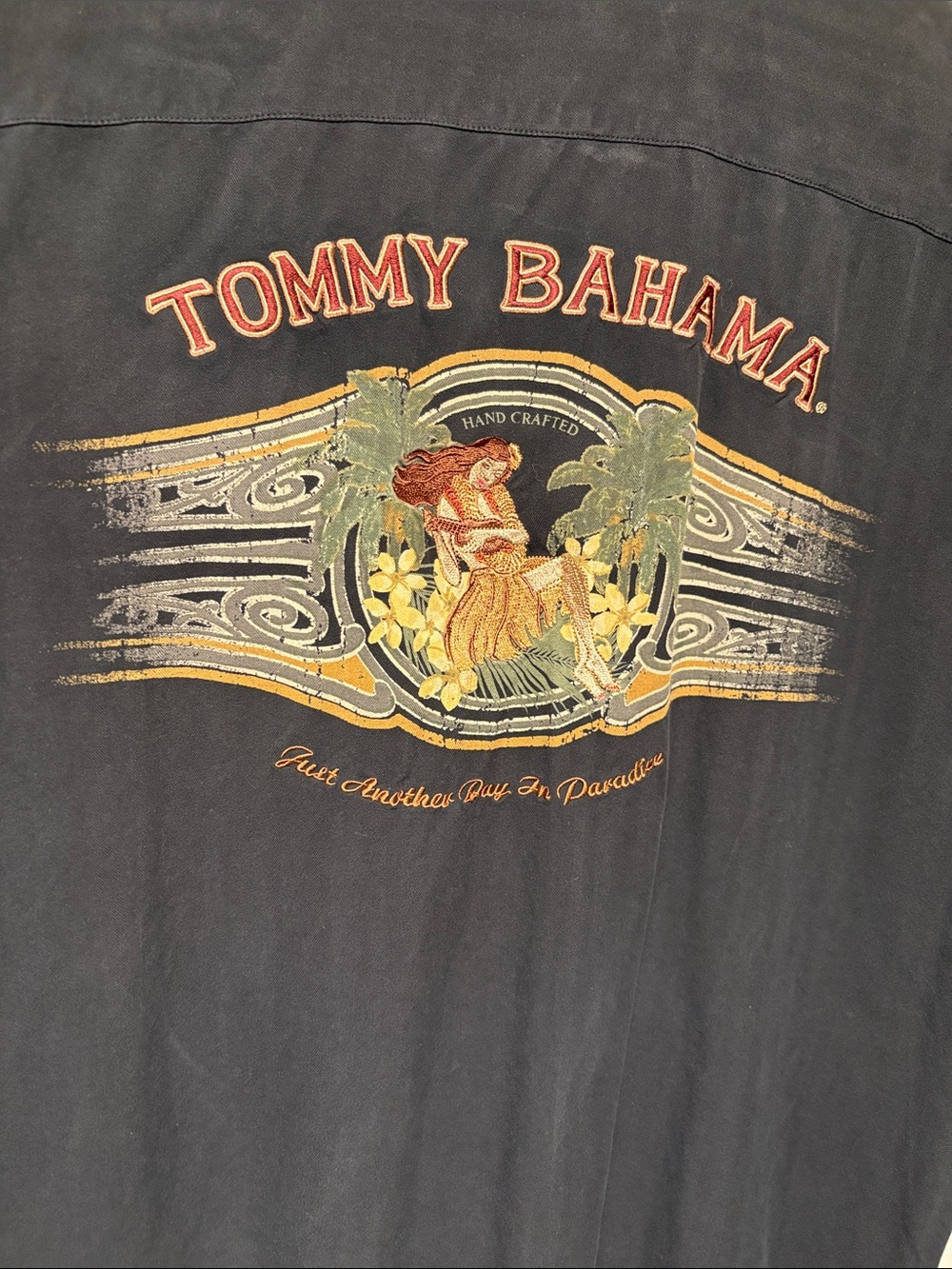 Tommy Bahama Black Graphic Short Sleeve Tee with Island Hula Motif